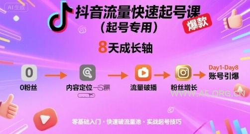 抖音流量快速起号课(起号专用)，8天带你做爆自己的账号-小红泡