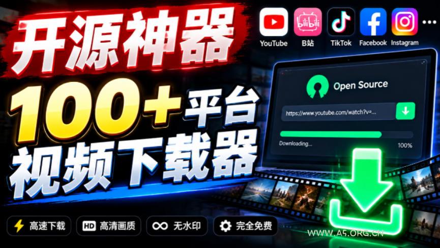 YouTube、B站超100+平台视频免费下载，超级好用，多平台免费开源热门视频下载器ytDownloader-小红泡